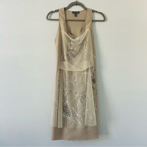Anthropologie Sachin + Babi Tan Sequin Mesh Sleeveless Sheath Boho Mini Dress 2